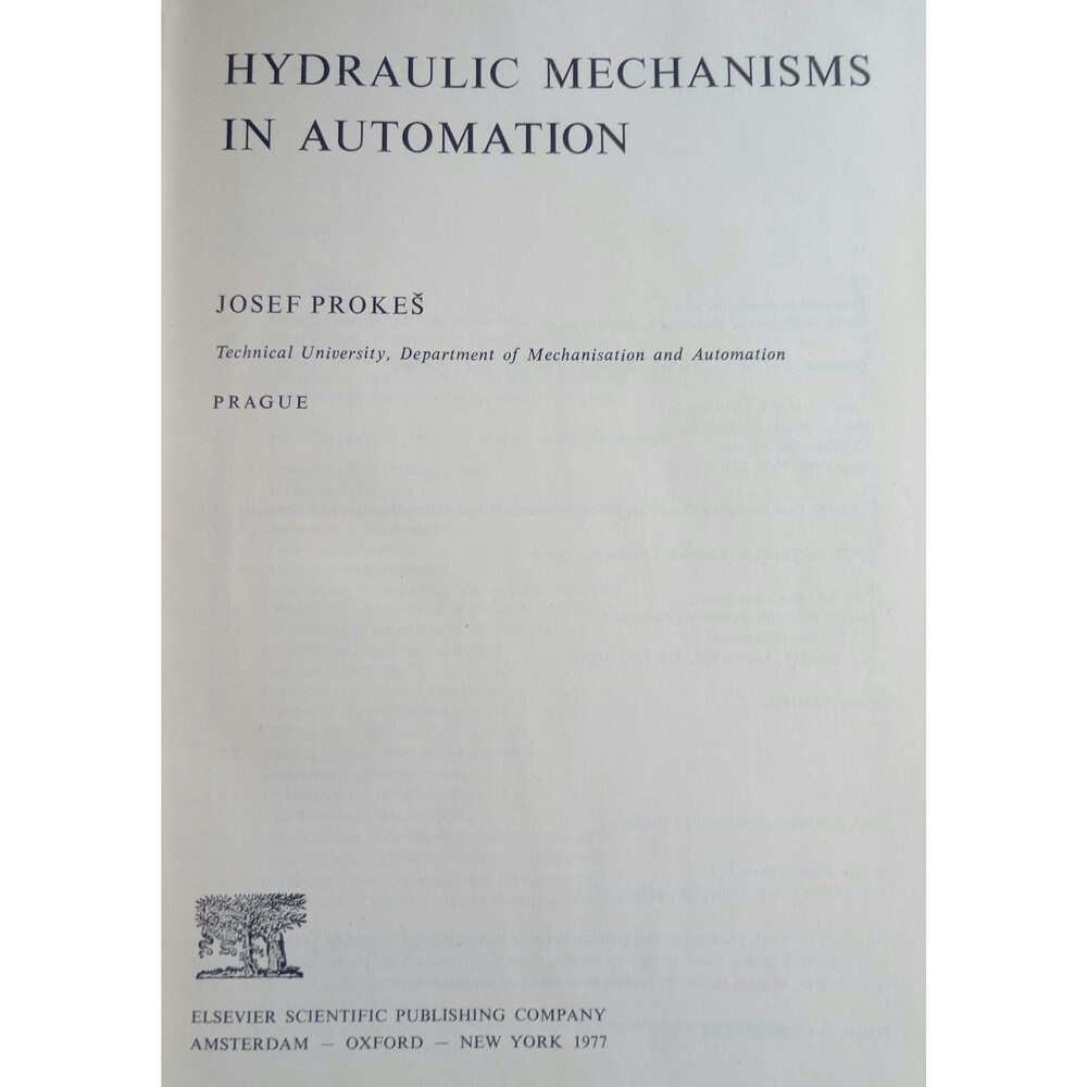 Hydraulic Mechanisms in Automation by Josef Proseks Hardcover Textbook Machinery